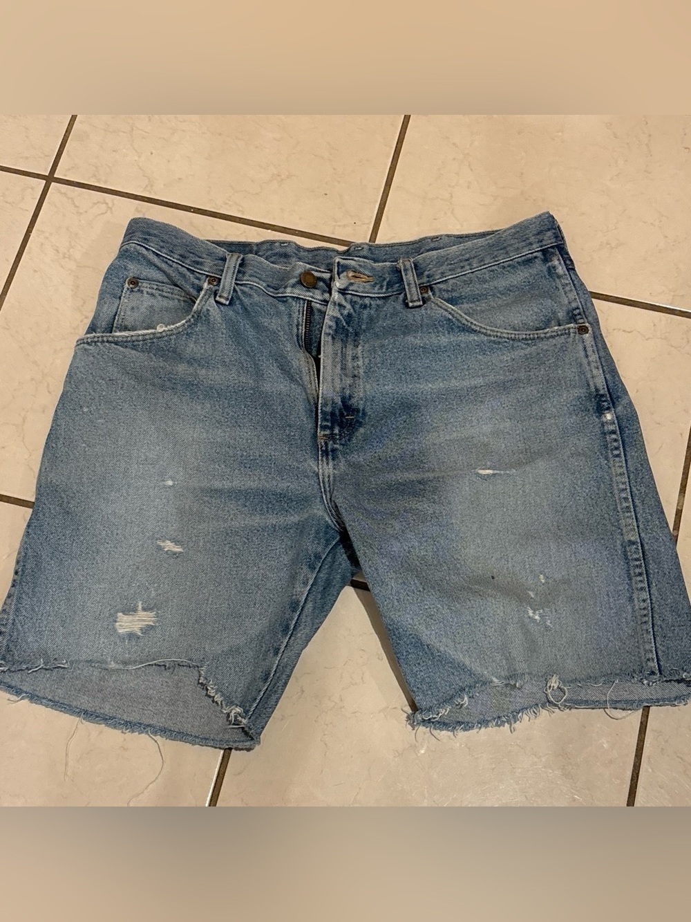 Wrangler Light Blue Distressed Denim Cutoff Shorts